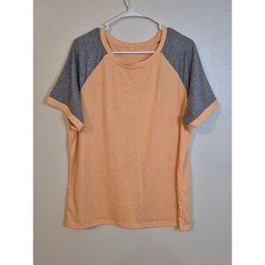 Peach & Gray Raglan Short Sleeve T-Shirt XXL Casual Lightweight Tee